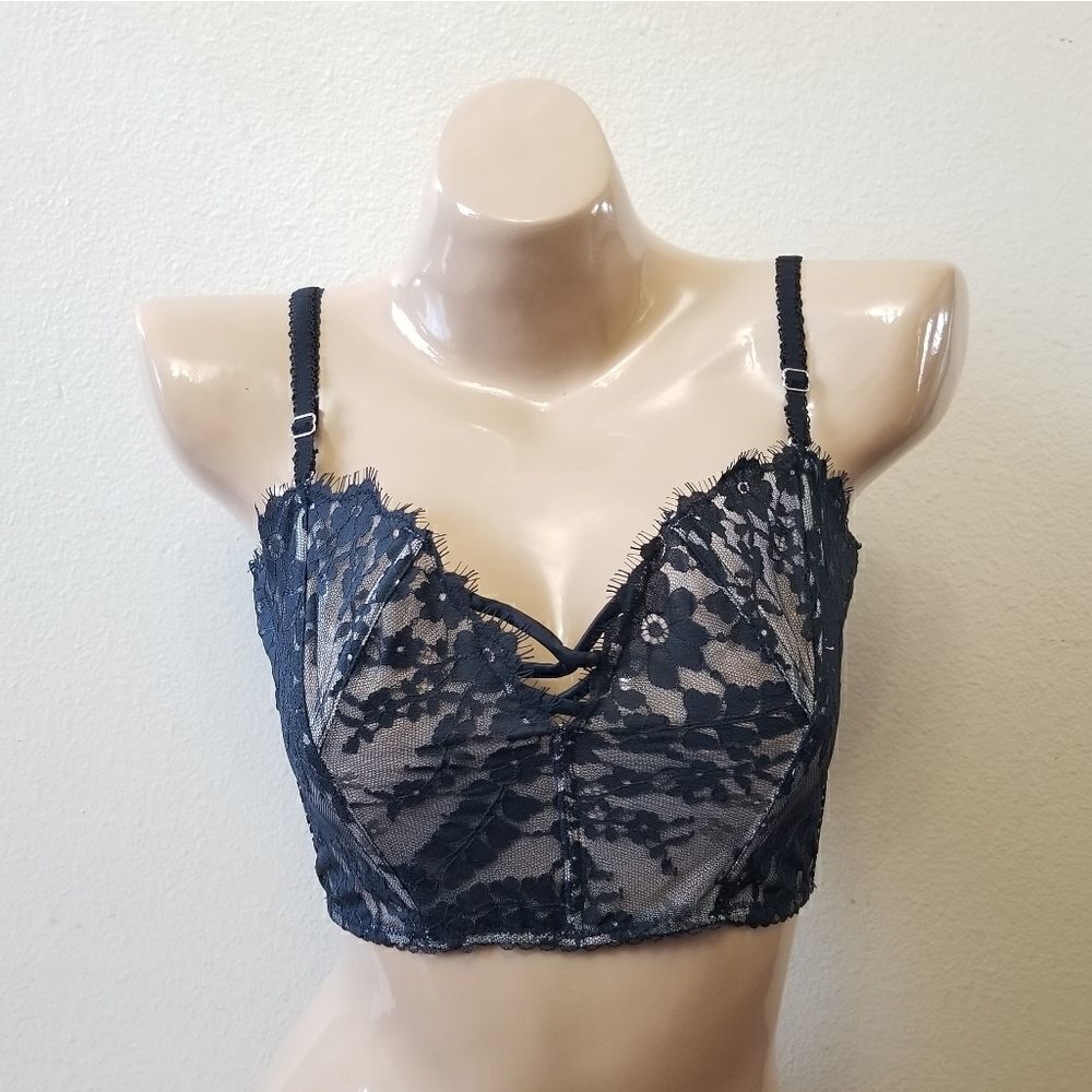 Victoria's Secret Black Floral Lace Bralette